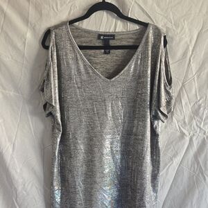 INC International Concepts Metallic Cold Shoulder Blouse